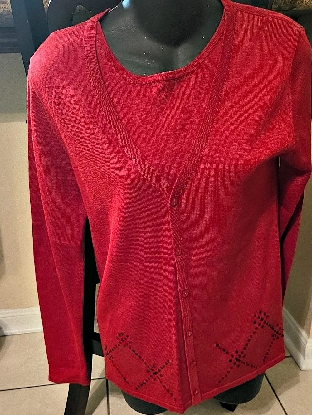 Erin London Red Cardigan Size Medium NWT